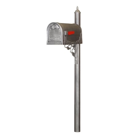 Special Lite Floral Curbside with Albion Mailbox Post, Swedish Silver SCF-1003_SPK-651-SW